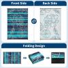 Garvee 5×8 Outdoor Waterproof Rug, Floral Outdoor Area Rug，Reversible Plastic Straw Patio Rug, Portable Camping Mat for RV, Picnic, Beach, Balcony, Garden & Camping Orange(Blackblue)