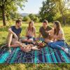 Garvee 5×8 Outdoor Waterproof Rug, Floral Outdoor Area Rug，Reversible Plastic Straw Patio Rug, Portable Camping Mat for RV, Picnic, Beach, Balcony, Garden & Camping Orange(Blackblue)