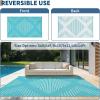 Garvee 6×9 Area Rugs Plastic Reversible Patio Rugs Outdoor Waterproof Easy-Cleaning Large Floor Mat for Outdoors Backyard Porch RV Beach Picnic Terracotta White(Light Blue White)