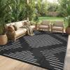 Garvee 6×9 Area Rugs Plastic Reversible Patio Rugs Outdoor Waterproof Easy-Cleaning Large Floor Mat for Outdoors Backyard Porch RV Beach Picnic Terracotta White(Black White)