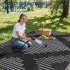 Garvee 6×9 Area Rugs Plastic Reversible Patio Rugs Outdoor Waterproof Easy-Cleaning Large Floor Mat for Outdoors Backyard Porch RV Beach Picnic Terracotta White(Black White)
