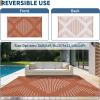 Garvee 6×9 Area Rugs Plastic Reversible Patio Rugs Outdoor Waterproof Easy-Cleaning Large Floor Mat for Outdoors Backyard Porch RV Beach Picnic Terracotta White(Terracotta White)