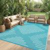 Garvee 6×9 Area Rugs Plastic Reversible Patio Rugs Outdoor Waterproof Easy-Cleaning Large Floor Mat for Outdoors Backyard Porch RV Beach Picnic Terracotta White(Light Blue White)