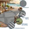 Garvee 6×9 Area Rugs Plastic Reversible Patio Rugs Outdoor Waterproof Easy-Cleaning Large Floor Mat for Outdoors Backyard Porch RV Beach Picnic Terracotta White(Grey White)