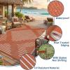 Garvee 6×9 Area Rugs Plastic Reversible Patio Rugs Outdoor Waterproof Easy-Cleaning Large Floor Mat for Outdoors Backyard Porch RV Beach Picnic Terracotta White(Terracotta White)