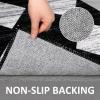 Garvee 8×10 Washable Rugs for Living Room, Geometric Checkered Area Rug Modern Distressed Indoor Mat Low Pile Neutral Soft Carpet Non Slip Stain Resistant Rug for Bedroom, Office, Nursery, Black(Black and White-1)