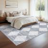 Garvee 8×10 Washable Rugs for Living Room, Geometric Checkered Area Rug Modern Distressed Indoor Mat Low Pile Neutral Soft Carpet Non Slip Stain Resistant Rug for Bedroom, Office, Nursery, Black(Checkered|grey)