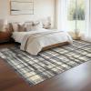 Garvee 8×10 Washable Rugs for Living Room, Geometric Checkered Area Rug Modern Distressed Indoor Mat Low Pile Neutral Soft Carpet Non Slip Stain Resistant Rug for Bedroom, Office, Nursery, Black(Plaid|blue)