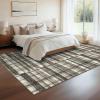 Garvee 8×10 Washable Rugs for Living Room, Geometric Checkered Area Rug Modern Distressed Indoor Mat Low Pile Neutral Soft Carpet Non Slip Stain Resistant Rug for Bedroom, Office, Nursery, Black(Plaid|beige)