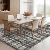 Garvee 8×10 Washable Rugs for Living Room, Geometric Checkered Area Rug Modern Distressed Indoor Mat Low Pile Neutral Soft Carpet Non Slip Stain Resistant Rug for Bedroom, Office, Nursery, Black(Plaid|dark Green)