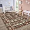 Garvee 8×10 Washable Rugs for Living Room, Geometric Checkered Area Rug Modern Distressed Indoor Mat Low Pile Neutral Soft Carpet Non Slip Stain Resistant Rug for Bedroom, Office, Nursery, Black(Plaid|red)