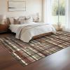 Garvee 8×10 Washable Rugs for Living Room, Geometric Checkered Area Rug Modern Distressed Indoor Mat Low Pile Neutral Soft Carpet Non Slip Stain Resistant Rug for Bedroom, Office, Nursery, Black(Plaid|red)