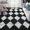 Garvee 8×10 Washable Rugs for Living Room, Geometric Checkered Area Rug Modern Distressed Indoor Mat Low Pile Neutral Soft Carpet Non Slip Stain Resistant Rug for Bedroom, Office, Nursery, Black(Black and White-1)