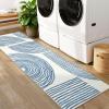 Garvee Abstract Washable 8×10 Rug, Soft Non Slip Indoor Modern Bedroom Rug, Ultra Thin Low Pile Large Under Table Carpet for Dining Room Accent Rainbow Floor Rugs for Home Decor, Blue(Rainbow|blue)