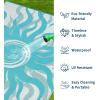 Garvee Outdoor Rug 5×8 Waterproof Patio Rugs with Boho Sun Pattern, Reversible Plastic Straw Camping Rugs Outdoor Indoor RV Mat Carpet for Deck, Backyard, Picnic, Porch, Balcony, Beach, Orange(Light Blue)