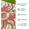 Garvee Outdoor Rug 5×8 Waterproof Patio Rugs with Boho Sun Pattern, Reversible Plastic Straw Camping Rugs Outdoor Indoor RV Mat Carpet for Deck, Backyard, Picnic, Porch, Balcony, Beach, Orange(Terracotta)