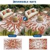 Garvee Outdoor Rug 5×8 Waterproof Patio Rugs with Boho Sun Pattern, Reversible Plastic Straw Camping Rugs Outdoor Indoor RV Mat Carpet for Deck, Backyard, Picnic, Porch, Balcony, Beach, Orange(Terracotta)