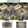 Garvee Outdoor Rug 5×8 Waterproof Patio Rugs with Boho Sun Pattern, Reversible Plastic Straw Camping Rugs Outdoor Indoor RV Mat Carpet for Deck, Backyard, Picnic, Porch, Balcony, Beach, Orange(Black)