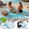 Garvee Outdoor Rug 5×8 Waterproof Patio Rugs with Boho Sun Pattern, Reversible Plastic Straw Camping Rugs Outdoor Indoor RV Mat Carpet for Deck, Backyard, Picnic, Porch, Balcony, Beach, Orange(Light Blue)