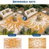 Garvee Outdoor Rug 5×8 Waterproof Patio Rugs with Boho Sun Pattern, Reversible Plastic Straw Camping Rugs Outdoor Indoor RV Mat Carpet for Deck, Backyard, Picnic, Porch, Balcony, Beach, Orange(Orange)