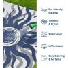 Garvee Outdoor Rug 5×8 Waterproof Patio Rugs with Boho Sun Pattern, Reversible Plastic Straw Camping Rugs Outdoor Indoor RV Mat Carpet for Deck, Backyard, Picnic, Porch, Balcony, Beach, Orange(Navy Blue)