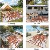 Garvee Outdoor Rug 5×8 Waterproof Patio Rugs with Boho Sun Pattern, Reversible Plastic Straw Camping Rugs Outdoor Indoor RV Mat Carpet for Deck, Backyard, Picnic, Porch, Balcony, Beach, Orange(Terracotta)