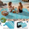 Garvee Outdoor Rugs 5×8 Waterproof Reversible Mat Boho Leaf Patio Rug with 4 Stakes and Starage Bag, Large Outdoor RV Mat Rugs for Camping, Picnic, Balcony, Deck, Backyard, Navy Blue & White(Light Blue & White)