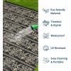 Garvee Outdoor Rugs 5×8 Waterproof Reversible Mat Boho Leaf Patio Rug with 4 Stakes and Starage Bag, Large Outdoor RV Mat Rugs for Camping, Picnic, Balcony, Deck, Backyard, Navy Blue & White(Black & Brown)