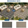 Garvee Outdoor Rugs 5×8 Waterproof Reversible Mat Boho Leaf Patio Rug with 4 Stakes and Starage Bag, Large Outdoor RV Mat Rugs for Camping, Picnic, Balcony, Deck, Backyard, Navy Blue & White(Black & Brown)