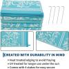 Garvee Outdoor Rugs 5×8 Waterproof Reversible Mat Boho Leaf Patio Rug with 4 Stakes and Starage Bag, Large Outdoor RV Mat Rugs for Camping, Picnic, Balcony, Deck, Backyard, Navy Blue & White(Light Blue & White)