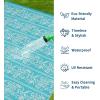 Garvee Outdoor Rugs 5×8 Waterproof Reversible Mat Boho Leaf Patio Rug with 4 Stakes and Starage Bag, Large Outdoor RV Mat Rugs for Camping, Picnic, Balcony, Deck, Backyard, Navy Blue & White(Light Blue & White)