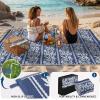 Garvee Outdoor Rugs 5×8 Waterproof Reversible Mat Boho Leaf Patio Rug with 4 Stakes and Starage Bag, Large Outdoor RV Mat Rugs for Camping, Picnic, Balcony, Deck, Backyard, Navy Blue & White(Navy Blue & White)