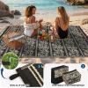 Garvee Outdoor Rugs 5×8 Waterproof Reversible Mat Boho Leaf Patio Rug with 4 Stakes and Starage Bag, Large Outdoor RV Mat Rugs for Camping, Picnic, Balcony, Deck, Backyard, Navy Blue & White(Black & Brown)