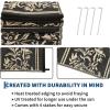 Garvee Outdoor Rugs 5×8 Waterproof Reversible Mat Boho Leaf Patio Rug with 4 Stakes and Starage Bag, Large Outdoor RV Mat Rugs for Camping, Picnic, Balcony, Deck, Backyard, Navy Blue & White(Black & Brown)