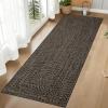 Garvee Printed Rug (Not Woven!) Hallway Runners 2×10 Washable Area Rug, Farmhouse Rustic Area Rug with Non Slip Backing, Soft Low Pile Indoor Carpet Runners for Entryways, Laundry Room(Printed|brown&grey)