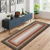 Garvee Printed Rug (Not Woven!) Hallway Runners 2×10 Washable Area Rug, Farmhouse Rustic Area Rug with Non Slip Backing, Soft Low Pile Indoor Carpet Runners for Entryways, Laundry Room(Printed|red&olive&black)