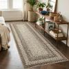 Garvee Printed Rug (Not Woven!) Hallway Runners 2×10 Washable Area Rug, Farmhouse Rustic Area Rug with Non Slip Backing, Soft Low Pile Indoor Carpet Runners for Entryways, Laundry Room(Printed|brown&natural)