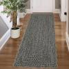 Garvee Printed Rug (Not Woven!) Hallway Runners 2×10 Washable Area Rug, Farmhouse Rustic Area Rug with Non Slip Backing, Soft Low Pile Indoor Carpet Runners for Entryways, Laundry Room(Grey&brown)