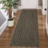 Garvee Printed Rug (Not Woven!) Hallway Runners 2×10 Washable Area Rug, Farmhouse Rustic Area Rug with Non Slip Backing, Soft Low Pile Indoor Carpet Runners for Entryways, Laundry Room(Black&brown)