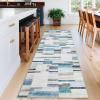 Garvee Washable Area Rugs 9×12 Living Room Rug Tartan Plaid Non Slip Soft Bedroom Rugs Farmhouse Low Pile Foldable Large Rug Stain Resistant Carpet for Nursery Dining Room Classroom, Beige(Blue)