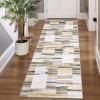 Garvee Washable Area Rugs 9×12 Living Room Rug Tartan Plaid Non Slip Soft Bedroom Rugs Farmhouse Low Pile Foldable Large Rug Stain Resistant Carpet for Nursery Dining Room Classroom, Beige(Grey Multi)