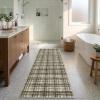 Garvee Washable Area Rugs 9×12 Living Room Rug Tartan Plaid Non Slip Soft Bedroom Rugs Farmhouse Low Pile Foldable Large Rug Stain Resistant Carpet for Nursery Dining Room Classroom, Beige(Plaid|celadon&coffee)