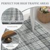 Garvee Washable Area Rugs 9×12 Living Room Rug Tartan Plaid Non Slip Soft Bedroom Rugs Farmhouse Low Pile Foldable Large Rug Stain Resistant Carpet for Nursery Dining Room Classroom, Beige(Plaid|greyish Green)