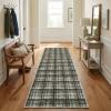 Garvee Washable Area Rugs 9×12 Living Room Rug Tartan Plaid Non Slip Soft Bedroom Rugs Farmhouse Low Pile Foldable Large Rug Stain Resistant Carpet for Nursery Dining Room Classroom, Beige(Plaid|teal&dark Brown)