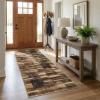 Garvee Washable Area Rugs 9×12 Living Room Rug Tartan Plaid Non Slip Soft Bedroom Rugs Farmhouse Low Pile Foldable Large Rug Stain Resistant Carpet for Nursery Dining Room Classroom, Beige(Brown)