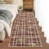 Garvee Washable Area Rugs 9×12 Living Room Rug Tartan Plaid Non Slip Soft Bedroom Rugs Farmhouse Low Pile Foldable Large Rug Stain Resistant Carpet for Nursery Dining Room Classroom, Beige(Plaid|red)