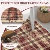 Garvee Washable Area Rugs 9×12 Living Room Rug Tartan Plaid Non Slip Soft Bedroom Rugs Farmhouse Low Pile Foldable Large Rug Stain Resistant Carpet for Nursery Dining Room Classroom, Beige(Plaid|red)