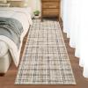 Garvee Washable Area Rugs 9×12 Living Room Rug Tartan Plaid Non Slip Soft Bedroom Rugs Farmhouse Low Pile Foldable Large Rug Stain Resistant Carpet for Nursery Dining Room Classroom, Beige(Plaid|beige)