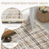 Garvee Washable Area Rugs 9×12 Living Room Rug Tartan Plaid Non Slip Soft Bedroom Rugs Farmhouse Low Pile Foldable Large Rug Stain Resistant Carpet for Nursery Dining Room Classroom, Beige(Plaid|beige)