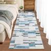 Garvee Washable Area Rugs 9×12 Living Room Rug Tartan Plaid Non Slip Soft Bedroom Rugs Farmhouse Low Pile Foldable Large Rug Stain Resistant Carpet for Nursery Dining Room Classroom, Beige(Blue)